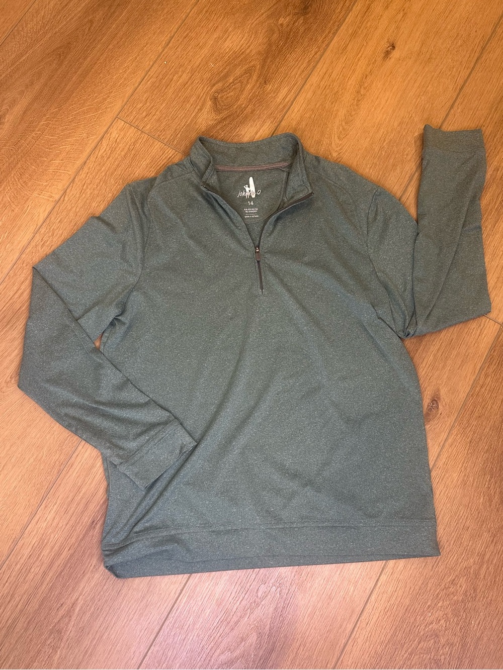 johnnie-O boys heather green performance quarter Zip-Front Pullover preppy basic